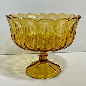Vintage Anchor Hocking Fairfield Amber Glass Pedestal Centrepiece Fruit Bowl